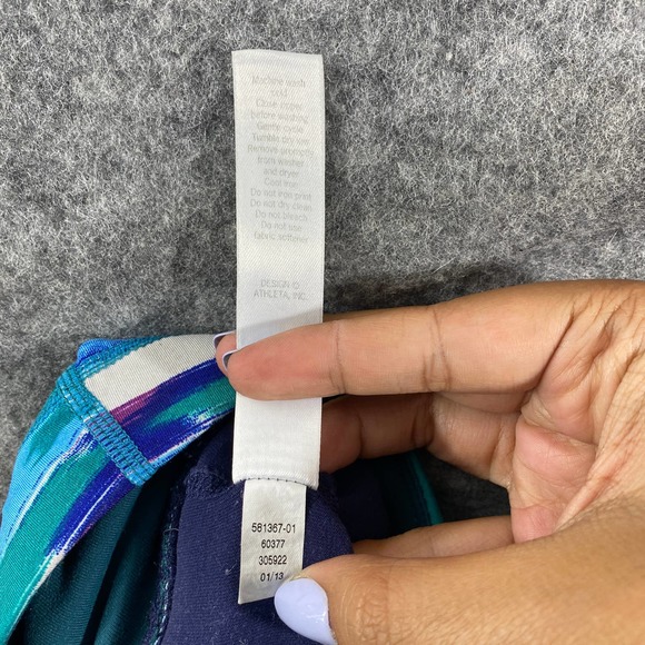 Athleta Skort Small Navy Blue Mini Grenadine Airbrush Relay Lines Mid Rise Lined - Picture 11 of 11